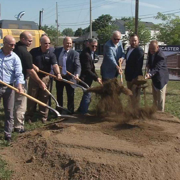 Groundbreaking for Lancaster Lofts apartment complex in New Albany (July 8, 2019)